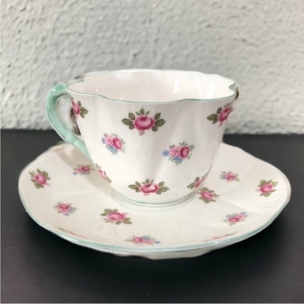 Shelley Rosebud Fine Bone China Tea Cup and Saucer